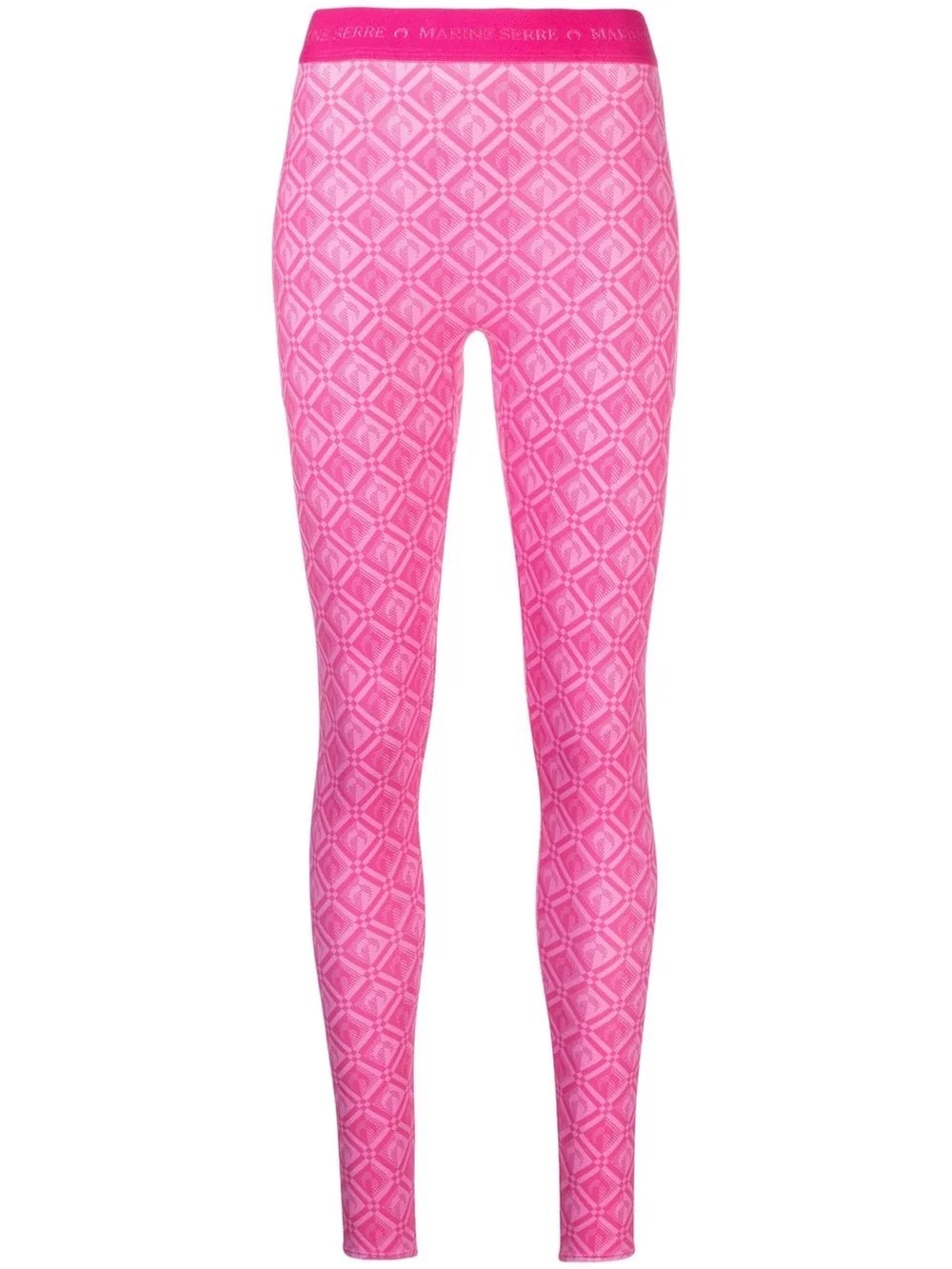Marine Serre Girls' Hot Pink Geometric Logo Leggings